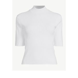 Scoop Women’s Mock Neck Top; Size US - M 8-10; White short sleeves top